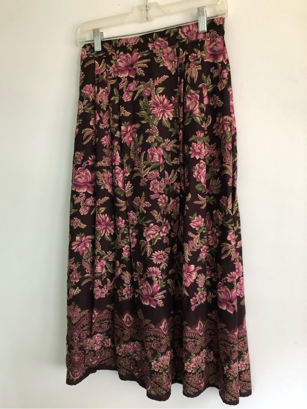 80s Cottagecore Vintage Eaton Petites Floral Flowy Maxi Wrap Skirt Prairie - Picture 3 of 15
